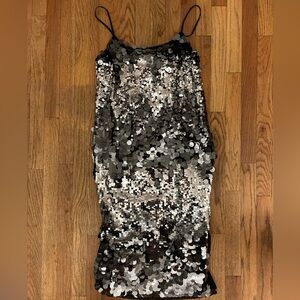NWT Avec Les Filles Black and Silver Sequin Dress